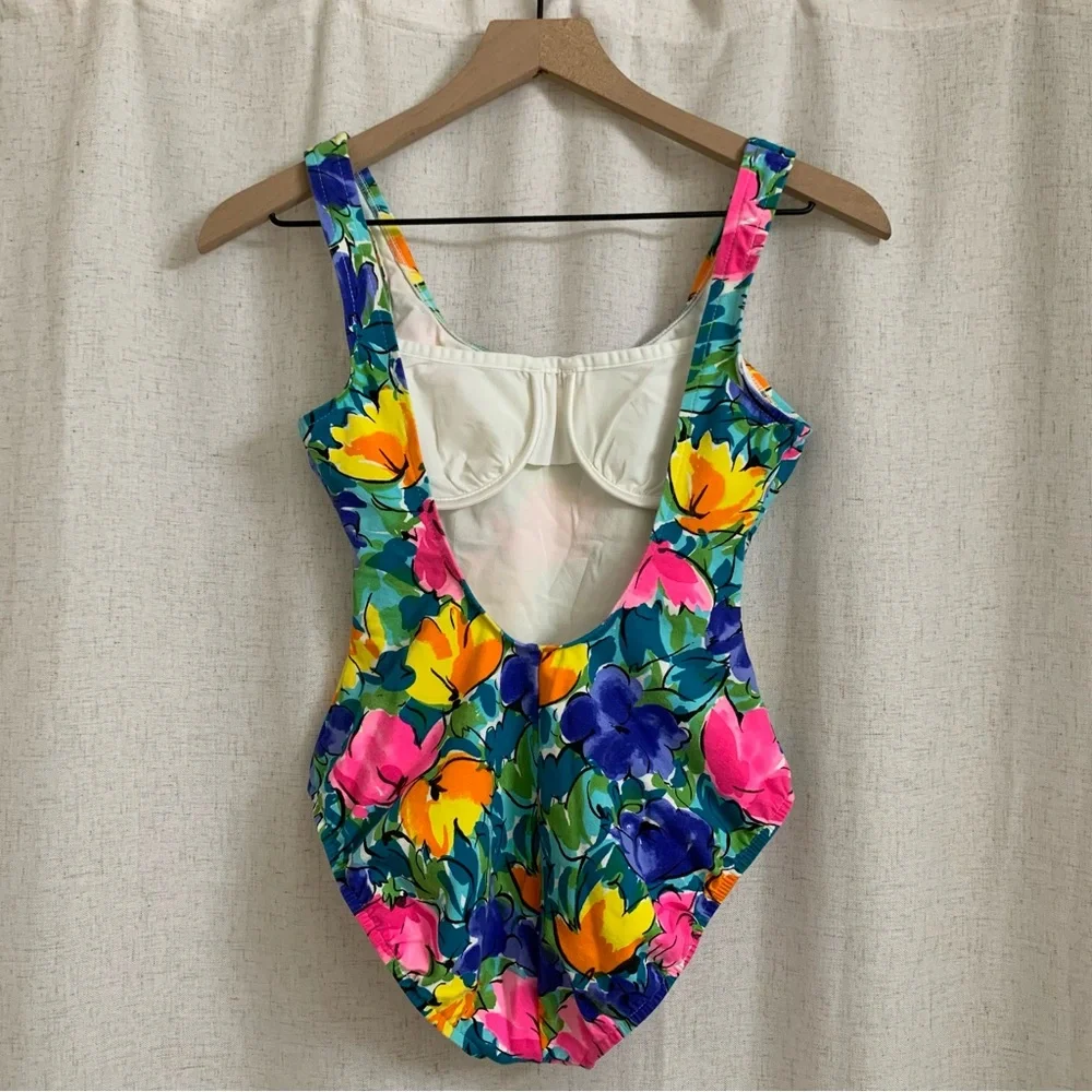 South Point Vintage Cotton Floral One Piece Swim Suit 8 - Picture 2 of 7